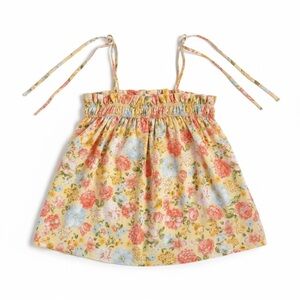 Blu Pepper Tank Top Medium Yellow pink Floral Spring Tie Strap Romantic